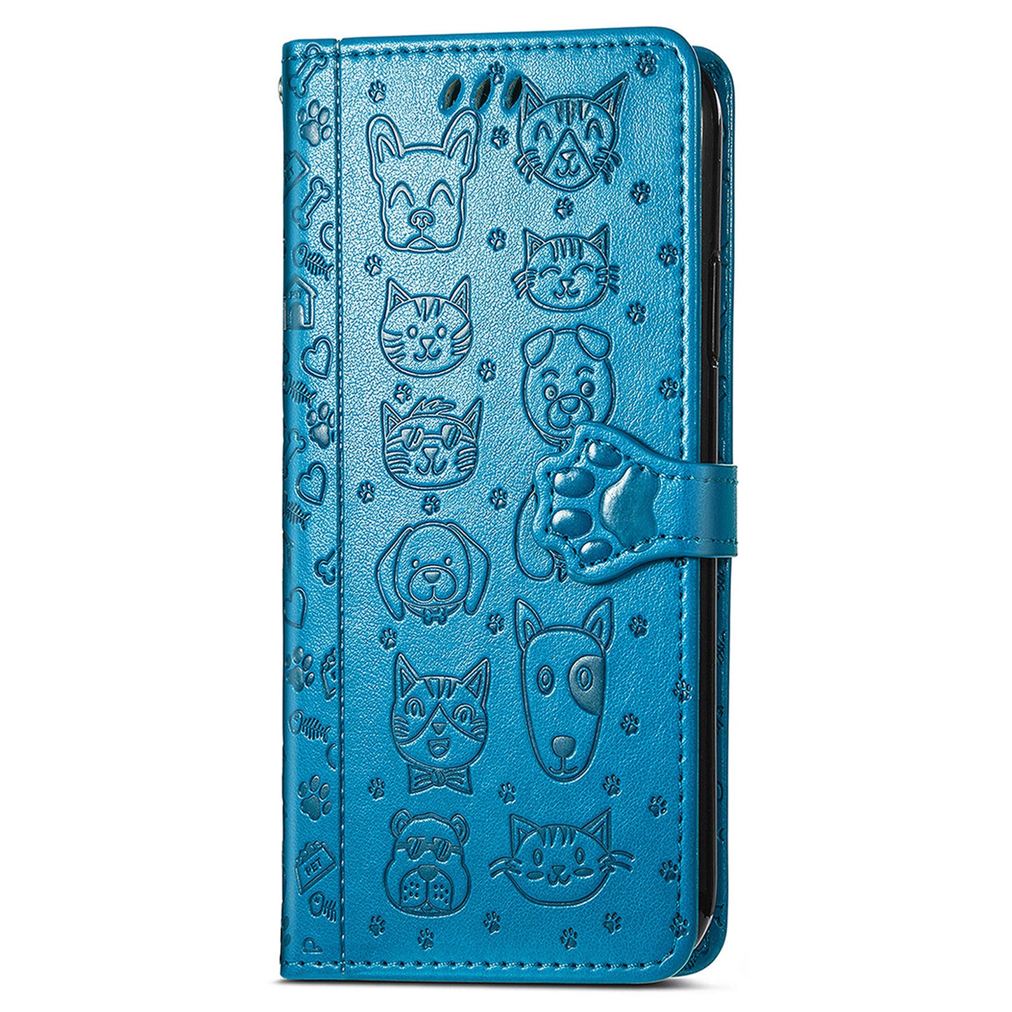 For OnePlus 11 5G Magnetic Wallet Case PU Leather Cat Dog Pattern Flip Protective Phone Cover with Stand - Blue