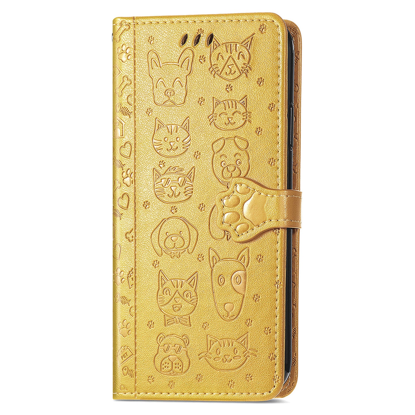 For OnePlus 11 5G Magnetic Wallet Case PU Leather Cat Dog Pattern Flip Protective Phone Cover with Stand - Yellow