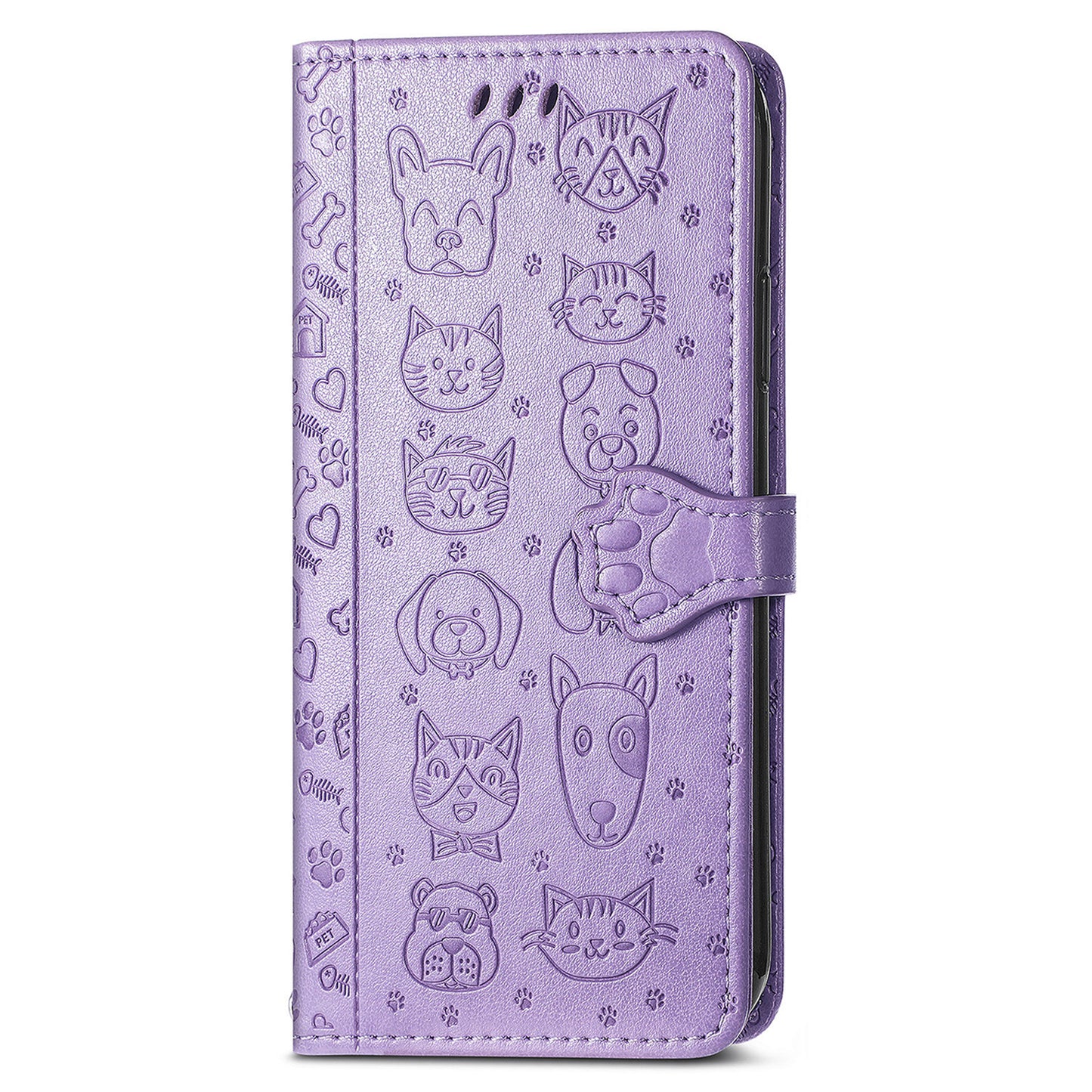 For OnePlus 11 5G Magnetic Wallet Case PU Leather Cat Dog Pattern Flip Protective Phone Cover with Stand - Purple