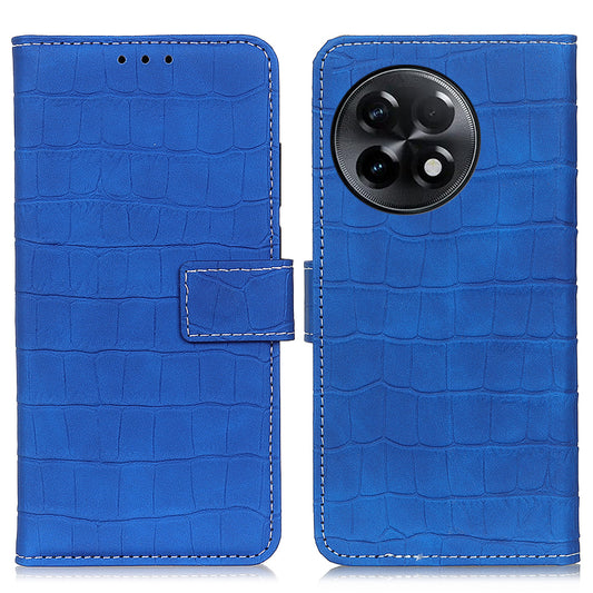 For OnePlus Ace 2 5G / 11R 5G Crocodile Texture Leather Shockproof Phone Case with Wallet Stand - Blue