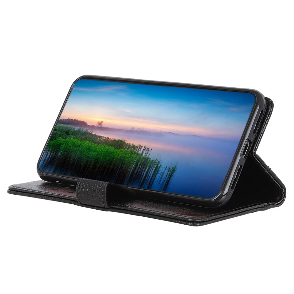 For OnePlus Ace 2 5G / 11R 5G Brass Button Decor Leather Phone Cover Stand Wallet Phone Case - Black
