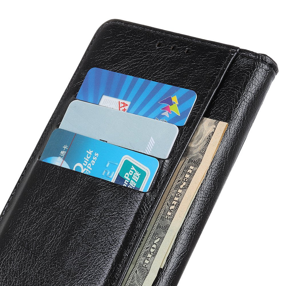 For OnePlus Ace 2 5G / 11R 5G Brass Button Decor Leather Phone Cover Stand Wallet Phone Case - Black