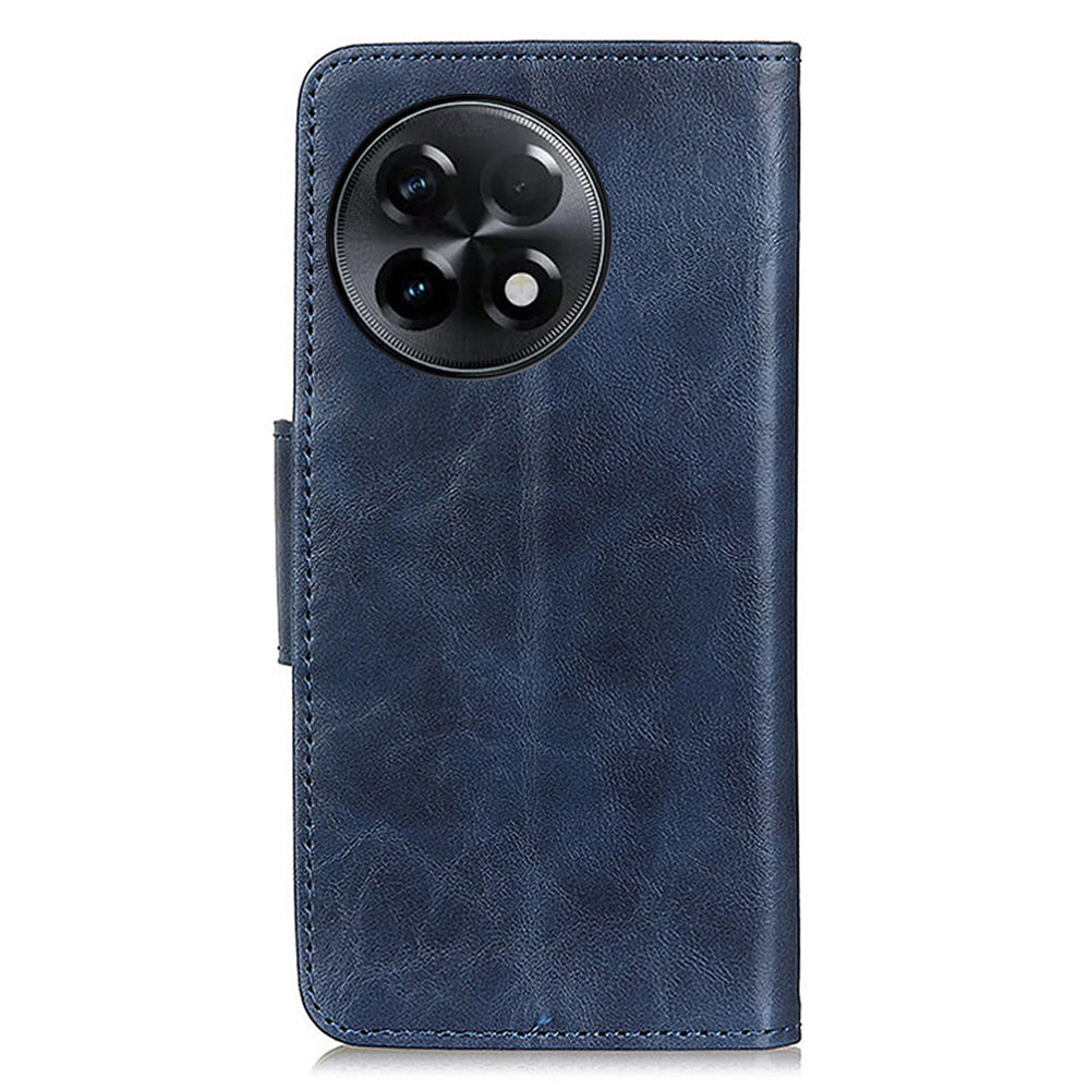 For OnePlus Ace 2 5G / 11R 5G Crazy Horse Texture Cover Split Leather Wallet Phone Stand Case - Blue