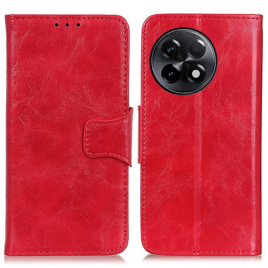 For OnePlus Ace 2 5G / 11R 5G Crazy Horse Texture Cover Split Leather Wallet Phone Stand Case - Red