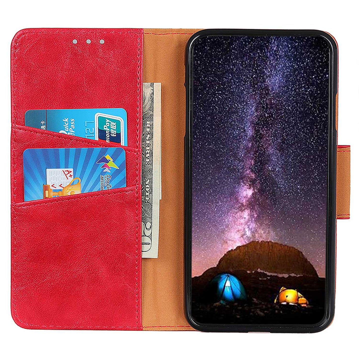 For OnePlus Ace 2 5G / 11R 5G Crazy Horse Texture Cover Split Leather Wallet Phone Stand Case - Red