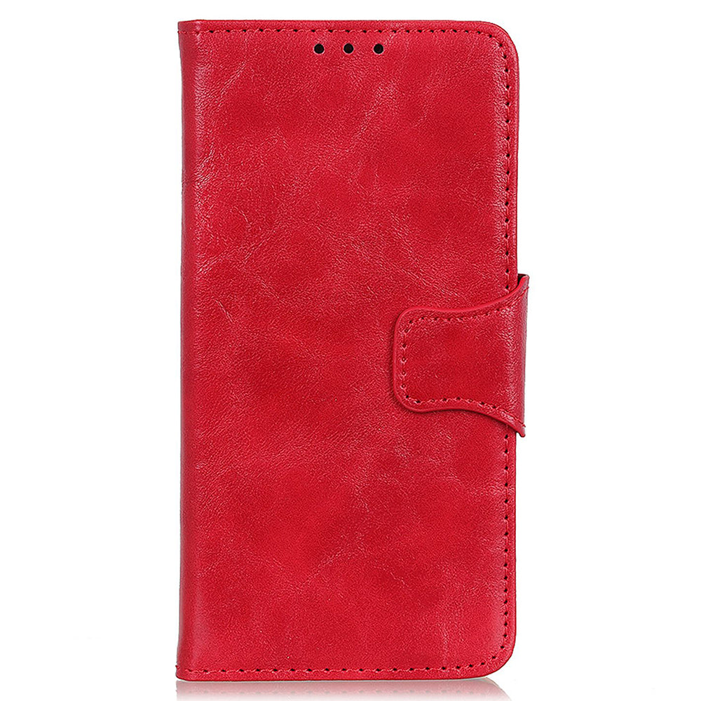 For OnePlus Ace 2 5G / 11R 5G Crazy Horse Texture Cover Split Leather Wallet Phone Stand Case - Red