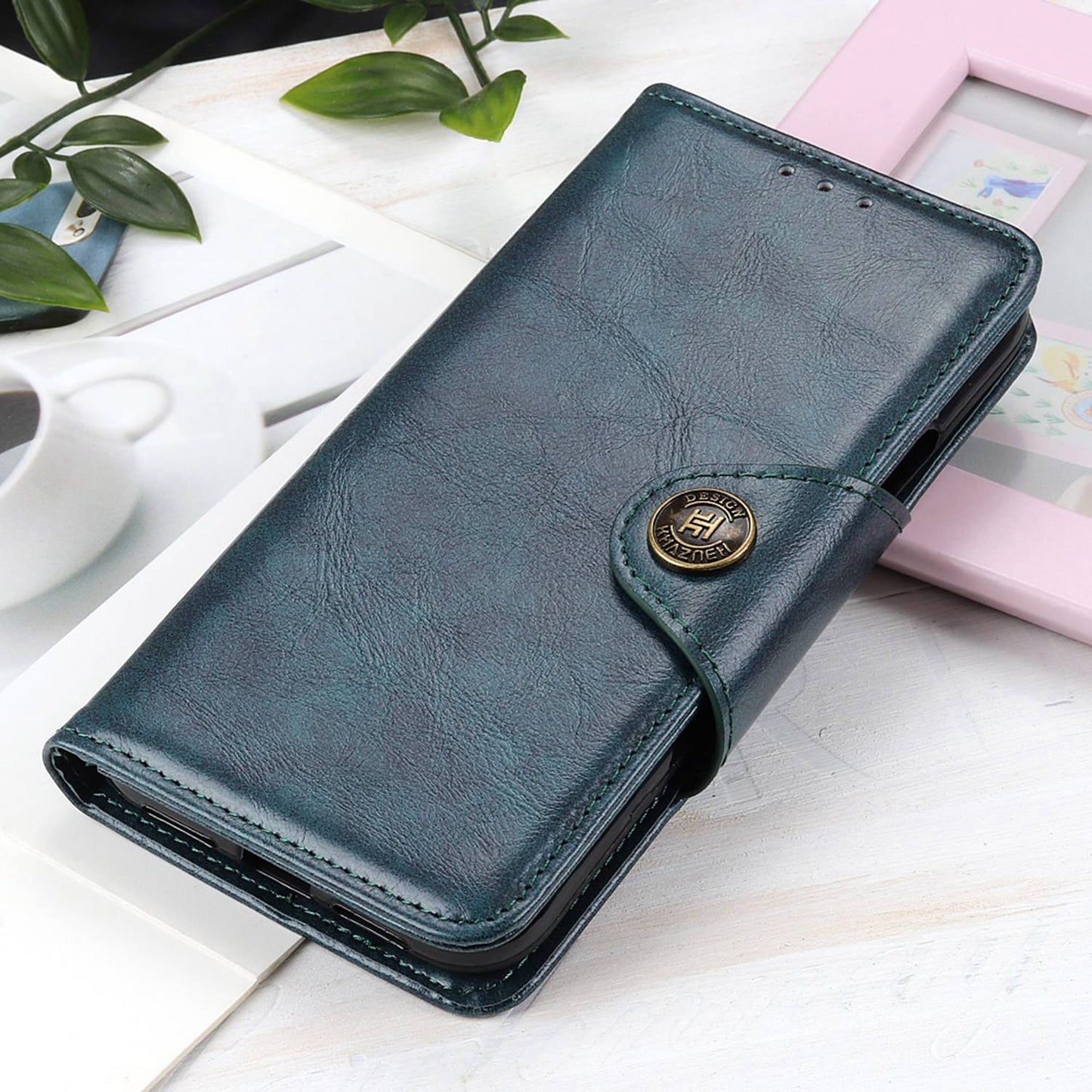 KHAZHEN Phone Case for OnePlus Ace 2 5G / 11R 5G , PU Leather Wallet Textured Stand Protective Phone Cover - Blue