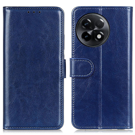 Cell Phone Case for OnePlus Ace 2 5G / 11R 5G , Flip PU Leather Crazy Horse Texture Wallet Stand Phone Cover - Blue