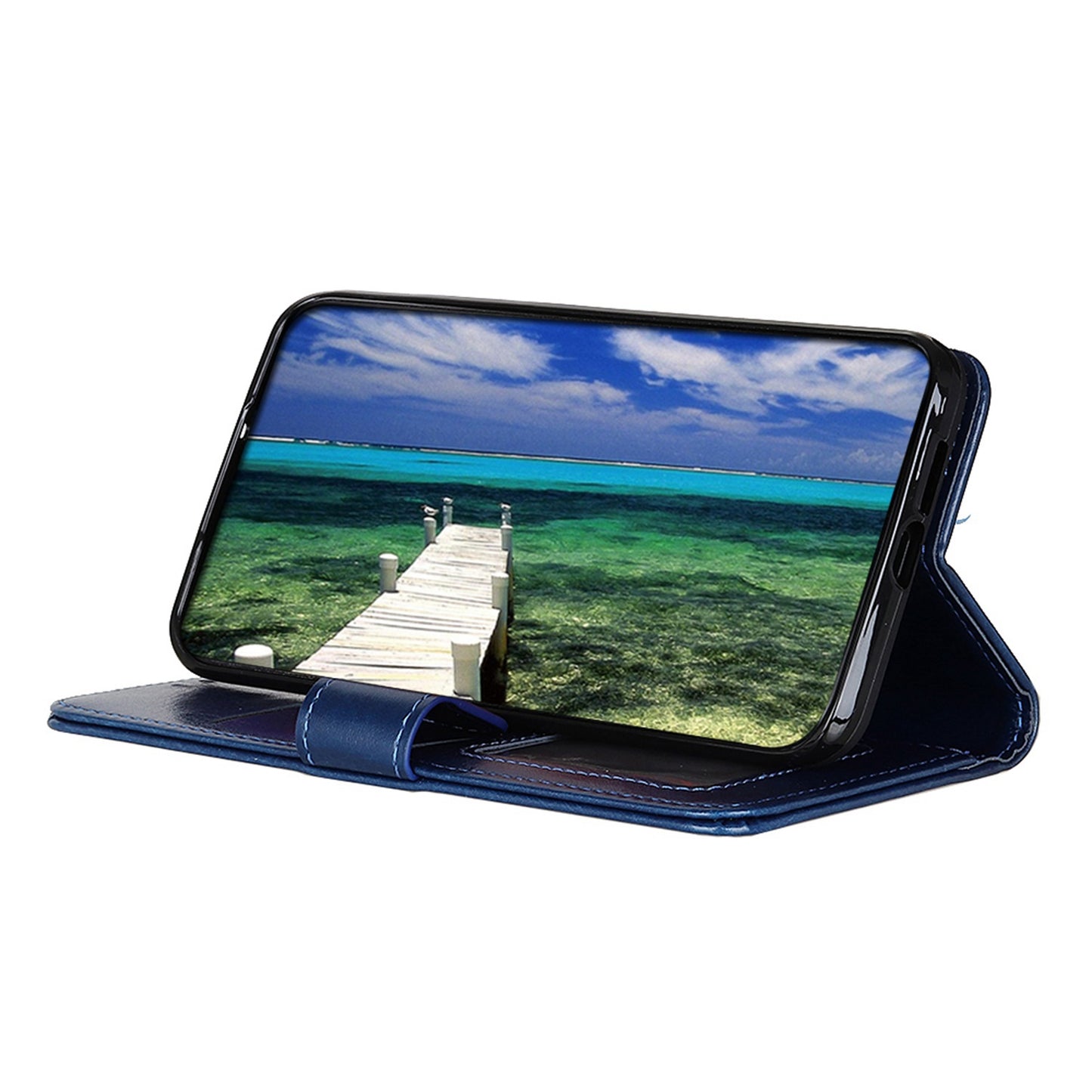 Cell Phone Case for OnePlus Ace 2 5G / 11R 5G , Flip PU Leather Crazy Horse Texture Wallet Stand Phone Cover - Blue