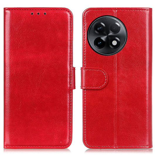 Cell Phone Case for OnePlus Ace 2 5G / 11R 5G , Flip PU Leather Crazy Horse Texture Wallet Stand Phone Cover - Red