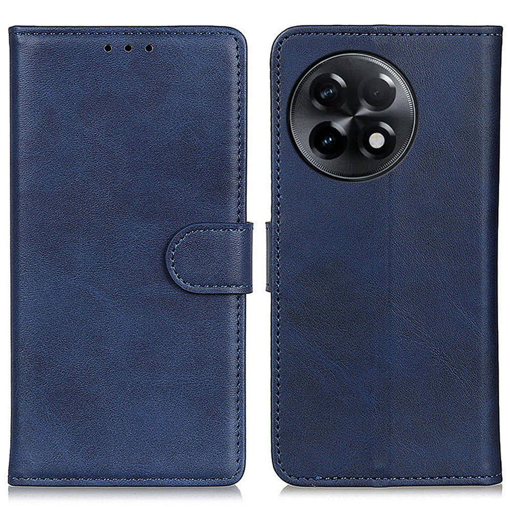 For OnePlus Ace 2 5G / 11R 5G Cowhide Texture Stand Case Wallet PU Leather Phone Cover - Blue