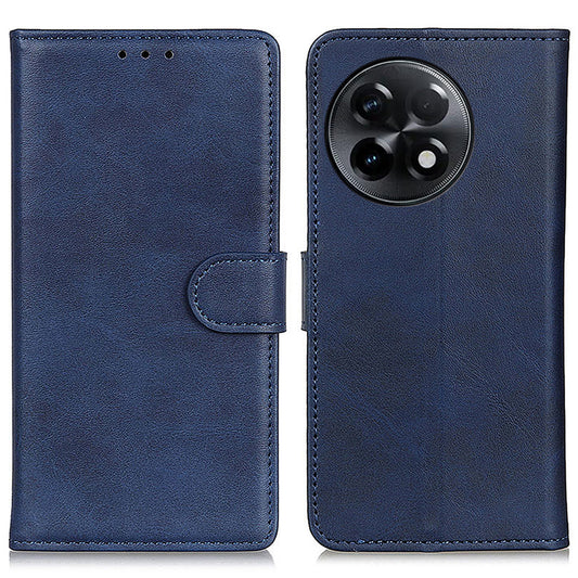 For OnePlus Ace 2 5G / 11R 5G Cowhide Texture Stand Case Wallet PU Leather Phone Cover - Blue