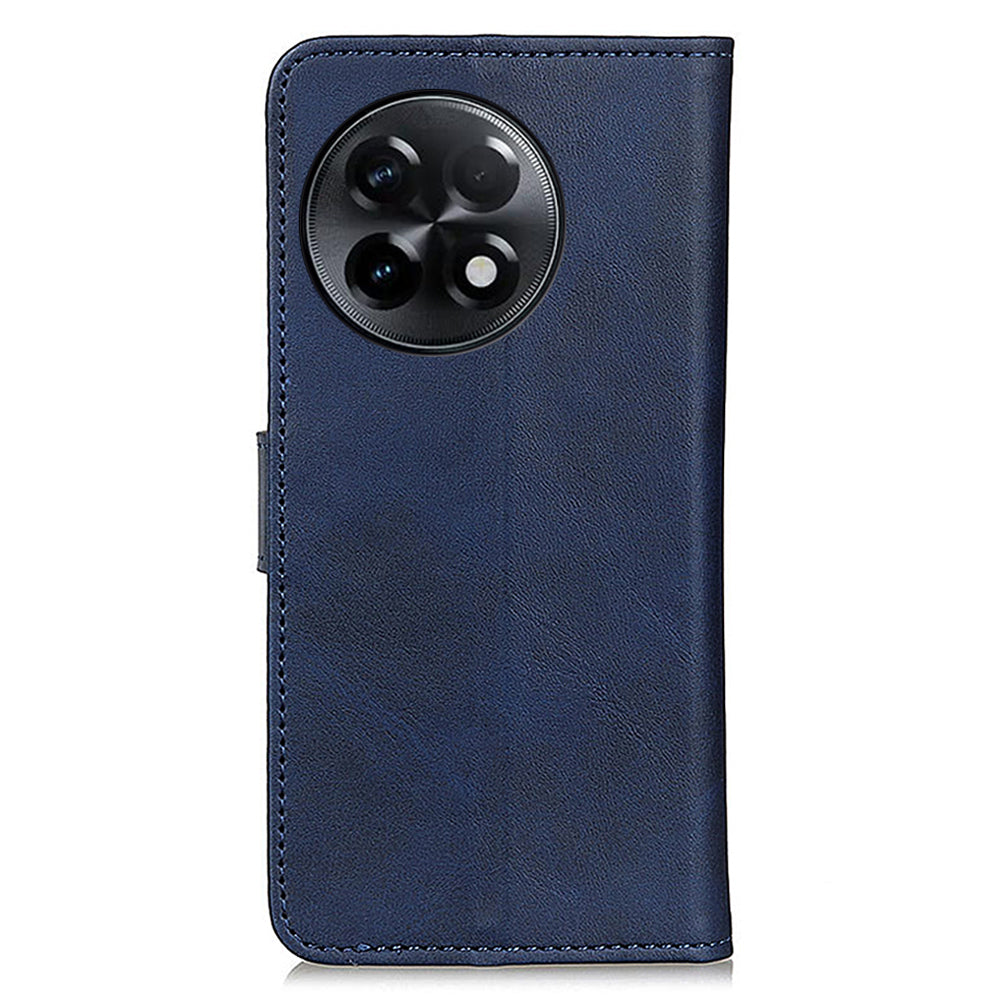 For OnePlus Ace 2 5G / 11R 5G Cowhide Texture Stand Case Wallet PU Leather Phone Cover - Blue