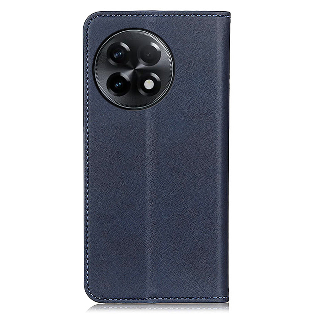 Split Leather Phone Stand Case for OnePlus Ace 2 5G / 11R 5G Shockproof Wallet Cover - Blue