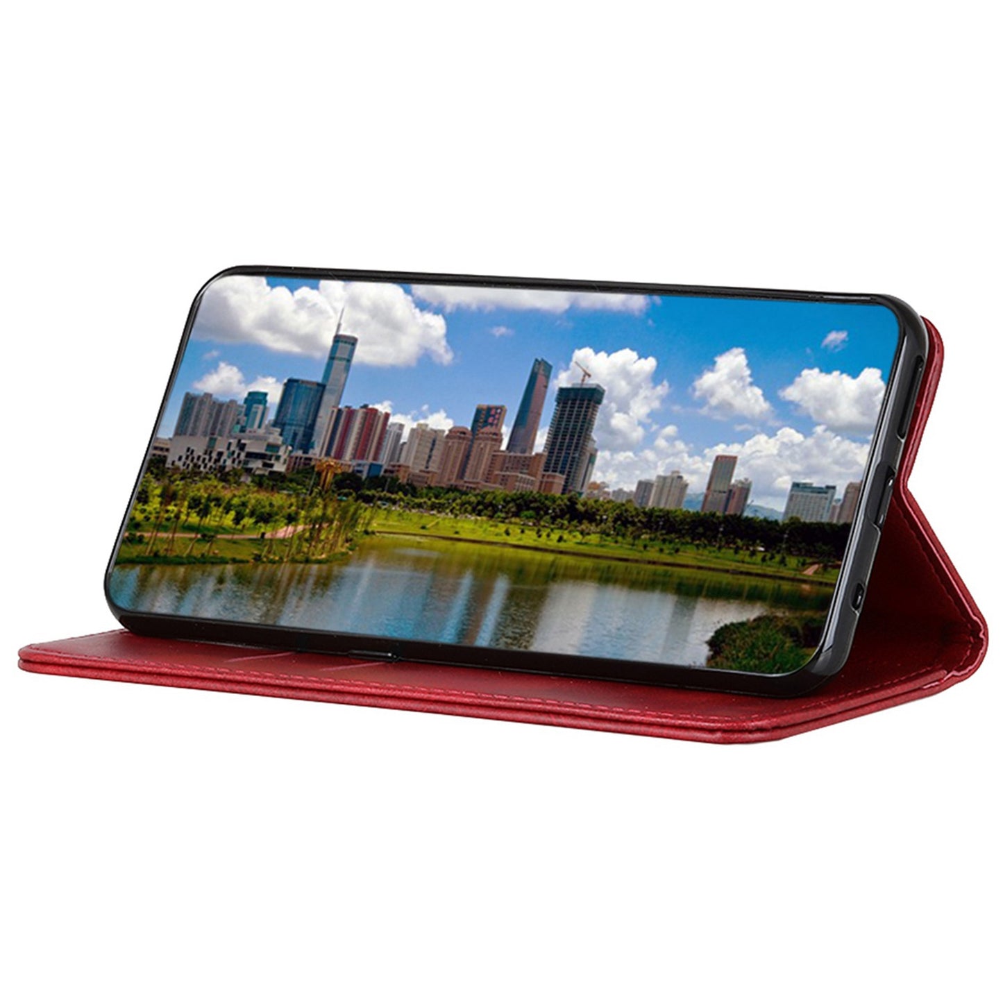 Split Leather Phone Stand Case for OnePlus Ace 2 5G / 11R 5G Shockproof Wallet Cover - Red