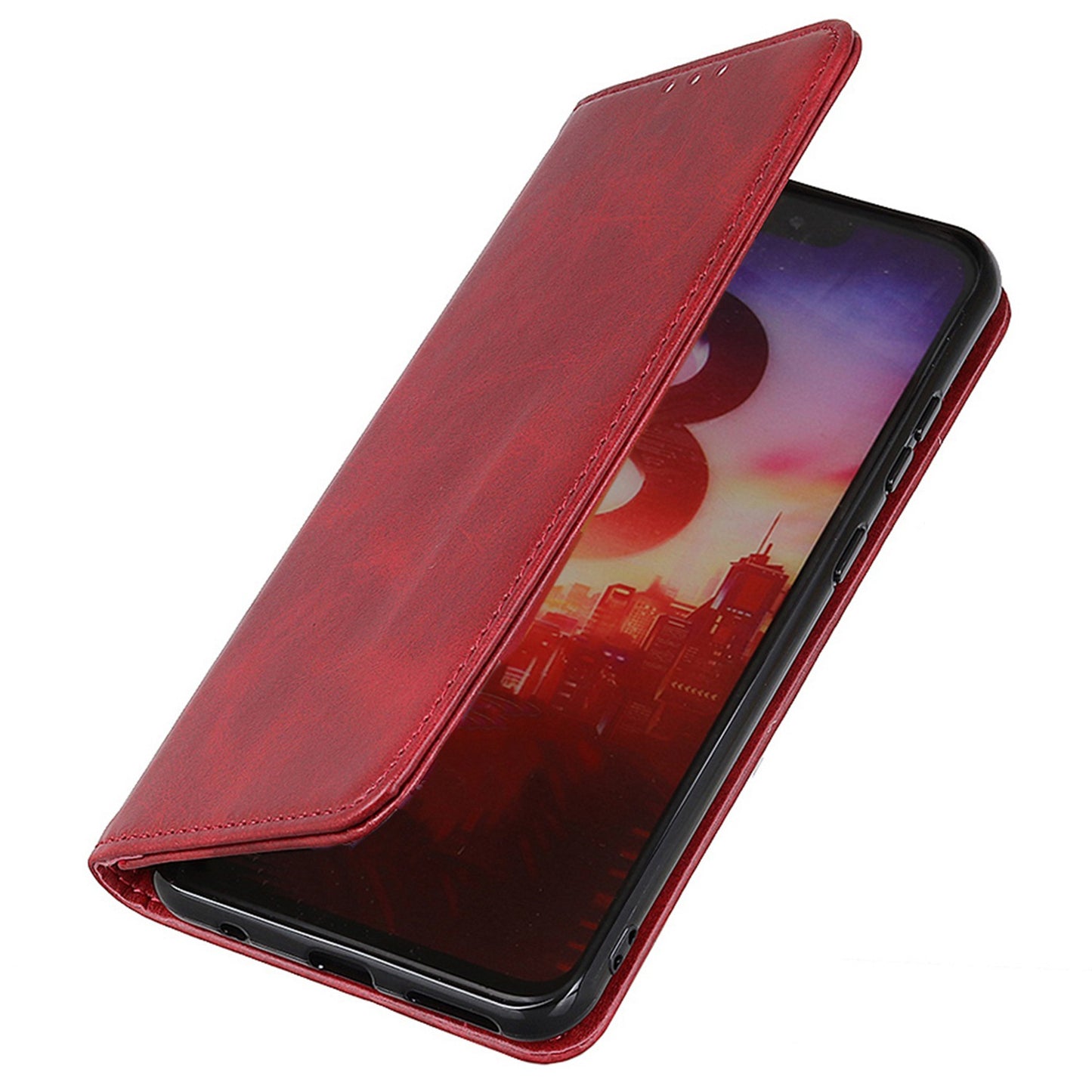 Split Leather Phone Stand Case for OnePlus Ace 2 5G / 11R 5G Shockproof Wallet Cover - Red