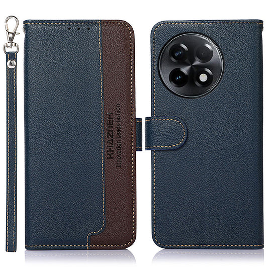 KHAZNEH For OnePlus Ace 2 5G / 11R 5G Stand Wallet Case RFID Blocking PU Leather Litchi Texture Cover - Blue
