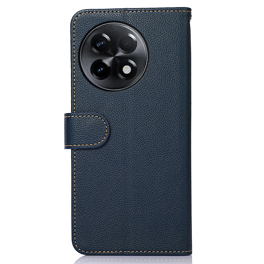 KHAZNEH For OnePlus Ace 2 5G / 11R 5G Stand Wallet Case RFID Blocking PU Leather Litchi Texture Cover - Blue