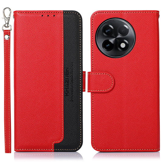 KHAZNEH For OnePlus Ace 2 5G / 11R 5G Stand Wallet Case RFID Blocking PU Leather Litchi Texture Cover - Red