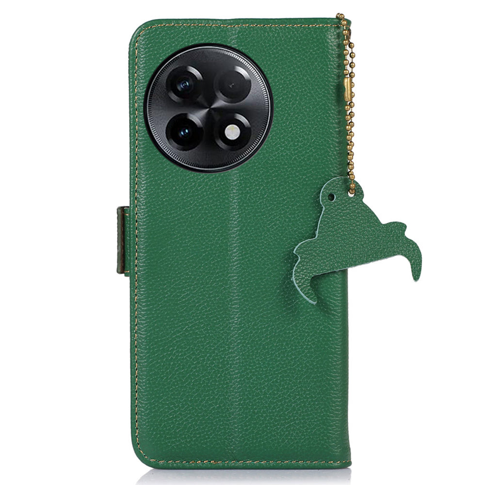 For OnePlus Ace 2 5G / 11R 5G Shockproof Genuine Leather Phone Cover Magnetic RFID Blocking Wallet Stand Case - Green