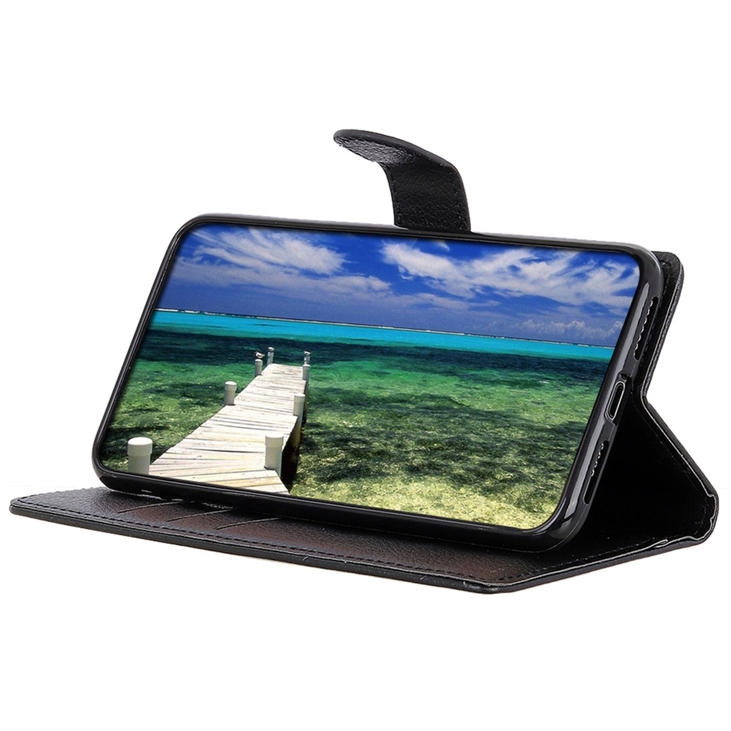 For OnePlus Ace 2 5G / 11R 5G Wallet Phone Cover Stand Classic Litchi Texture Leather Flip Phone Case - Black