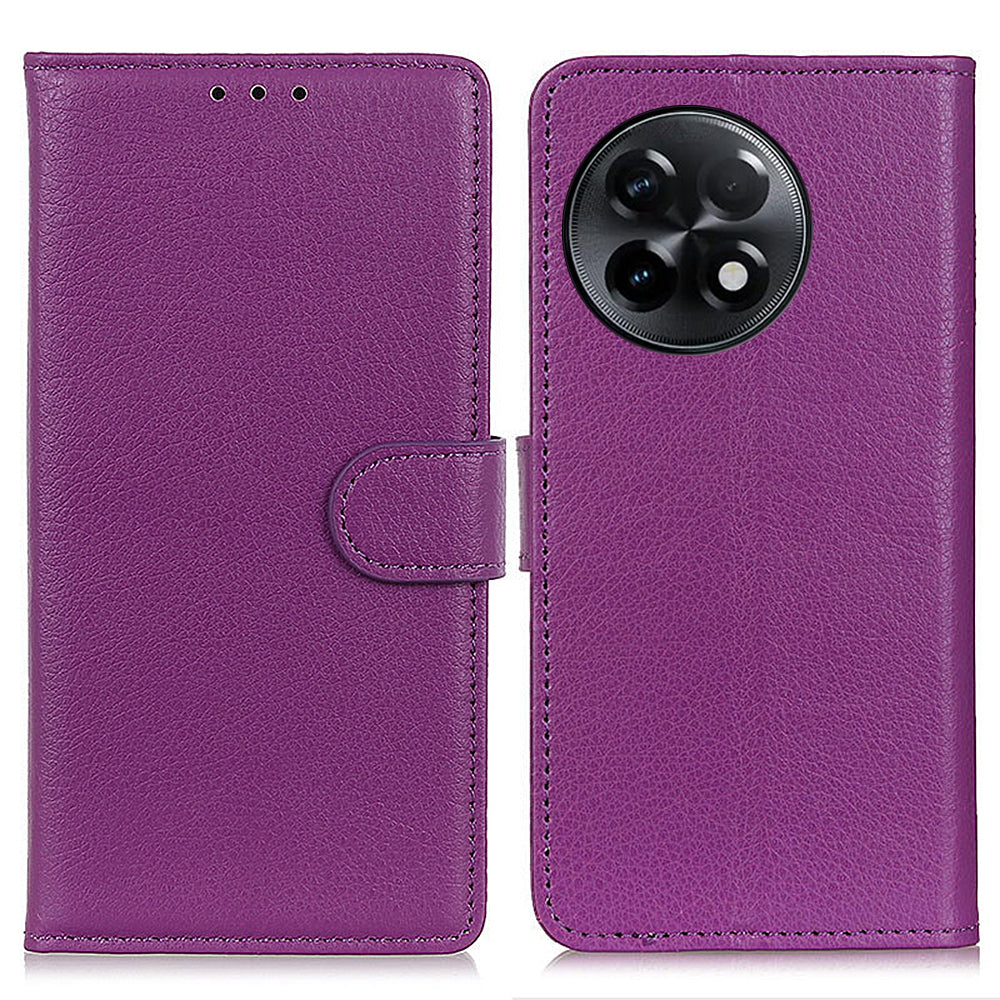 For OnePlus Ace 2 5G / 11R 5G Wallet Phone Cover Stand Classic Litchi Texture Leather Flip Phone Case - Purple