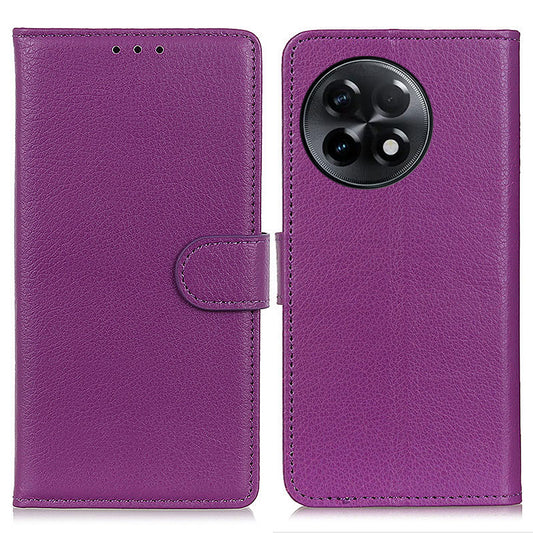 For OnePlus Ace 2 5G / 11R 5G Wallet Phone Cover Stand Classic Litchi Texture Leather Flip Phone Case - Purple