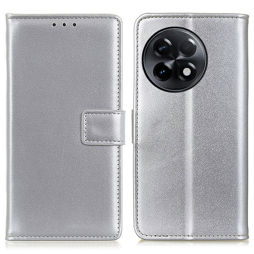 For OnePlus Ace 2 5G / 11R 5G PU Leather Wallet Phone Stand Case Protective Cellphone Cover - Silver