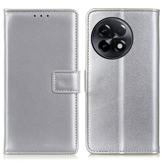 For OnePlus Ace 2 5G / 11R 5G PU Leather Wallet Phone Stand Case Protective Cellphone Cover - Silver