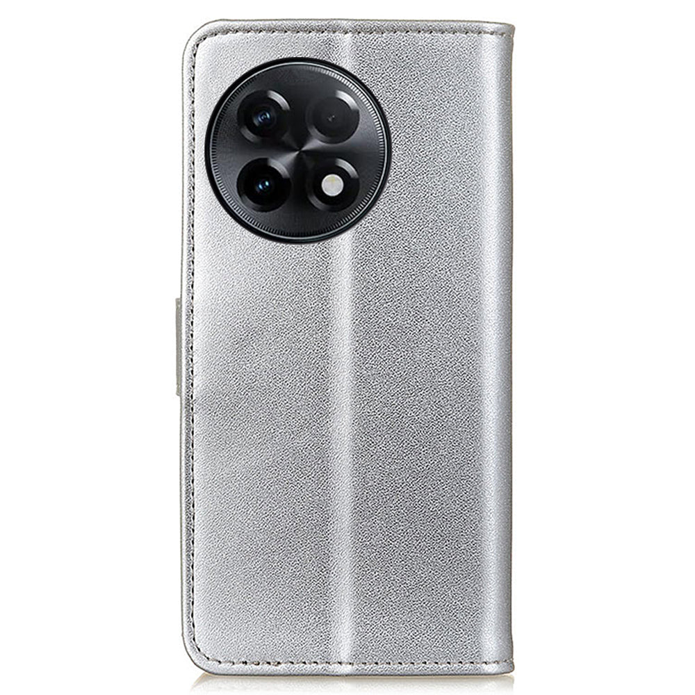 For OnePlus Ace 2 5G / 11R 5G PU Leather Wallet Phone Stand Case Protective Cellphone Cover - Silver
