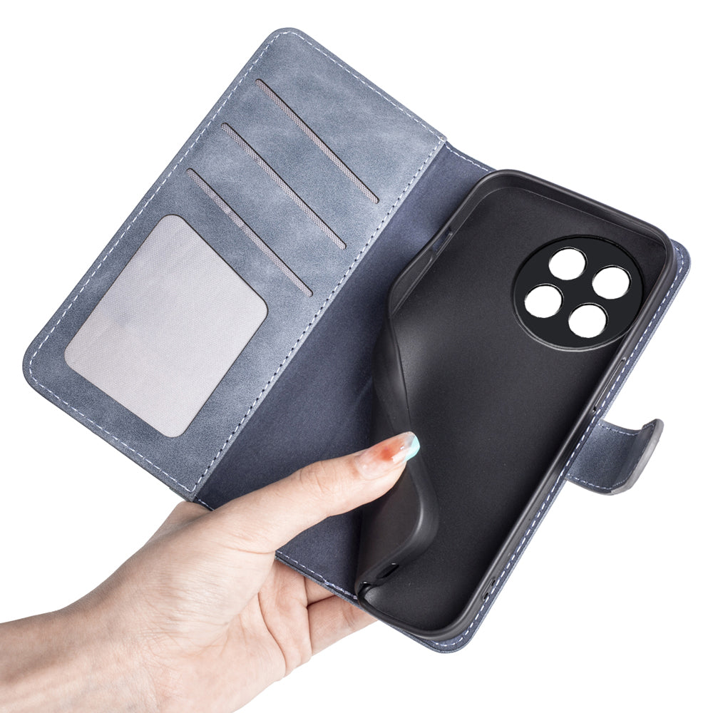 For OnePlus Ace 2 5G / 11R 5G Wallet Case Dual Color Splicing PU Leather Phone Cover with Stand - Blue