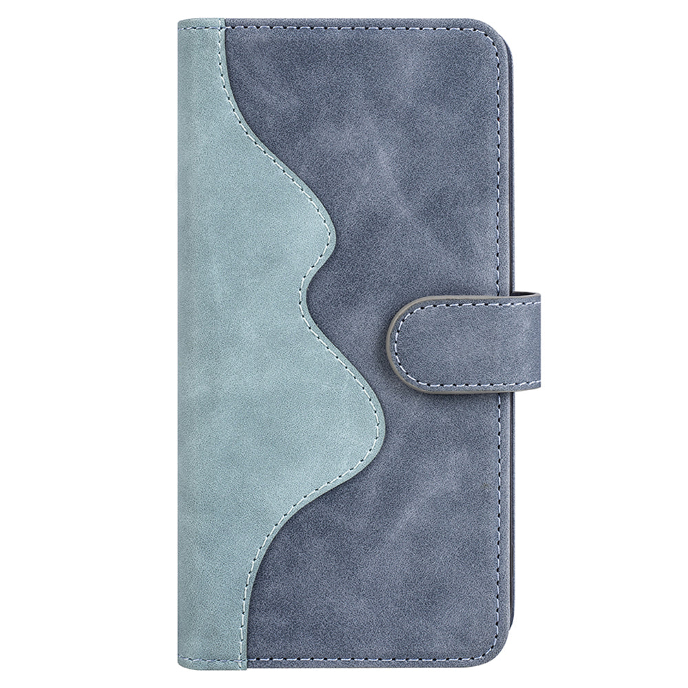 For OnePlus Ace 2 5G / 11R 5G Wallet Case Dual Color Splicing PU Leather Phone Cover with Stand - Blue