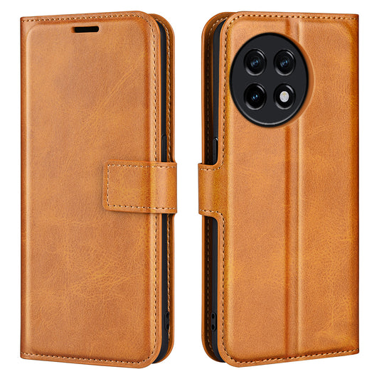For OnePlus Ace 2 5G / 11R 5G Calf Texture Stand Wallet Case Square Magnetic Clasp Phone Cover - Yellow
