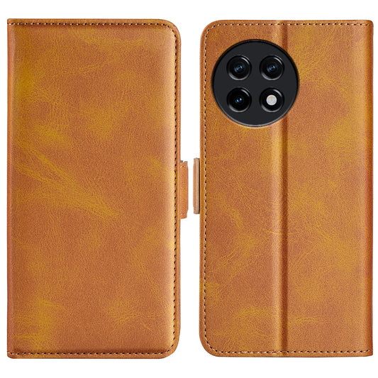 For OnePlus Ace 2 5G / 11R 5G Calf Texture Magnetic Flip Phone Cover Stand Wallet Leather Case - Yellow