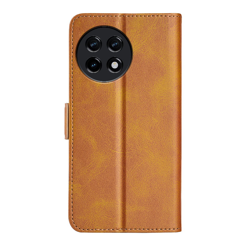 For OnePlus Ace 2 5G / 11R 5G Calf Texture Magnetic Flip Phone Cover Stand Wallet Leather Case - Yellow