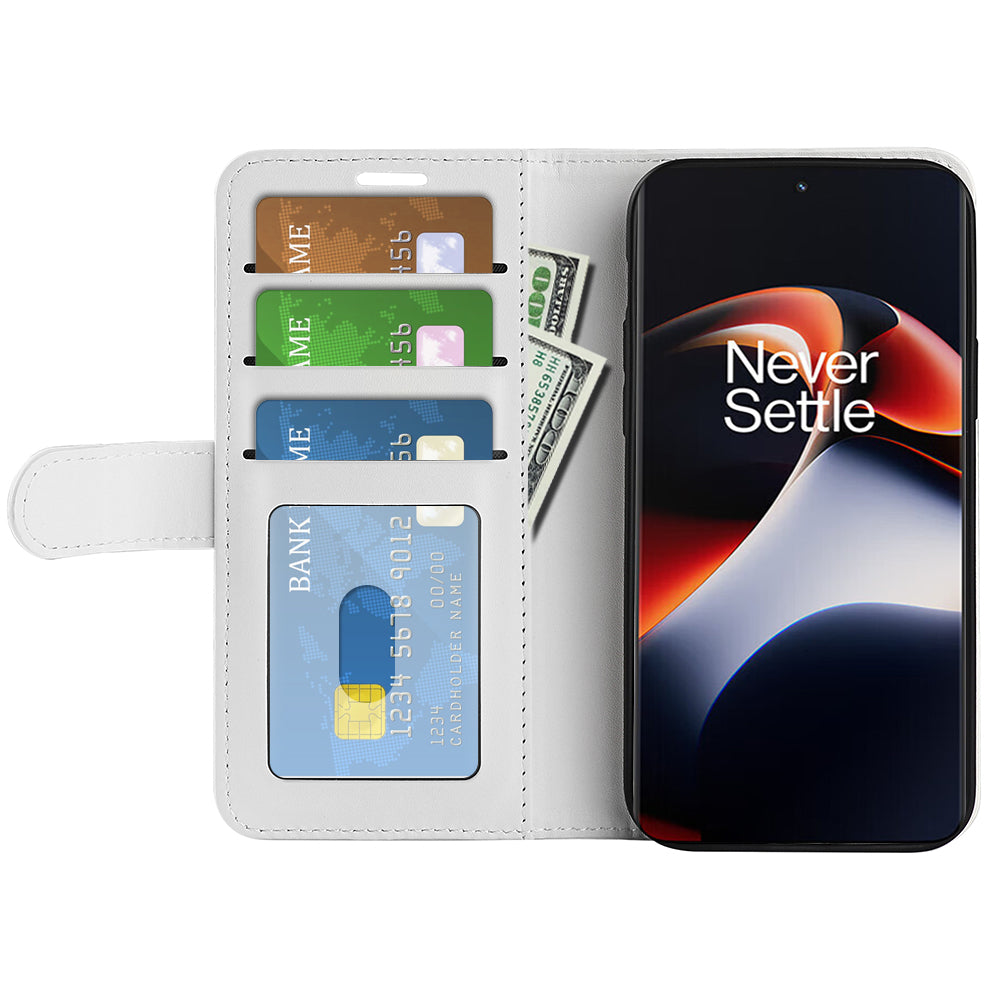 For OnePlus Ace 2 5G / 11R 5G Shockproof Crazy Horse Texture Case Leather Wallet Stand Flip Cover - White