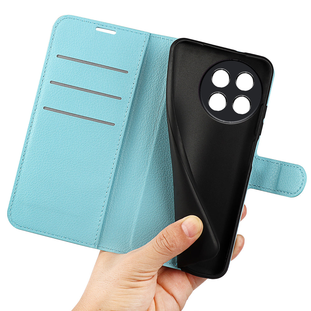 Shockproof Phone Case for OnePlus Ace 2 5G / 11R 5G Litchi Texture Wallet Phone Cover with Stand - Blue