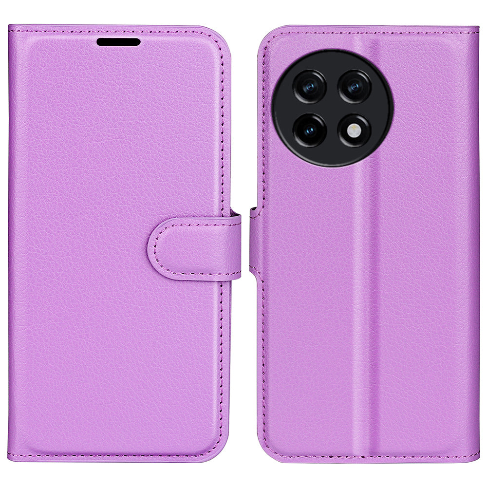 Shockproof Phone Case for OnePlus Ace 2 5G / 11R 5G Litchi Texture Wallet Phone Cover with Stand - Purple