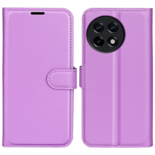 Shockproof Phone Case for OnePlus Ace 2 5G / 11R 5G Litchi Texture Wallet Phone Cover with Stand - Purple