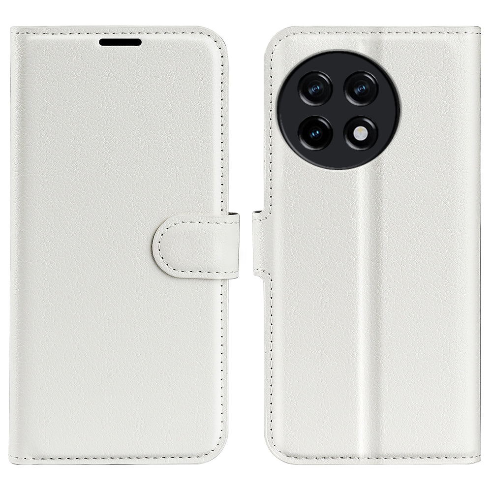 Shockproof Phone Case for OnePlus Ace 2 5G / 11R 5G Litchi Texture Wallet Phone Cover with Stand - White