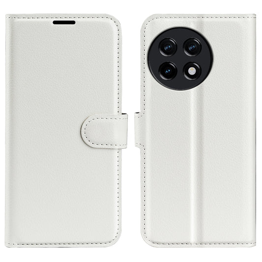 Shockproof Phone Case for OnePlus Ace 2 5G / 11R 5G Litchi Texture Wallet Phone Cover with Stand - White
