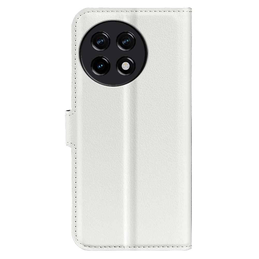 Shockproof Phone Case for OnePlus Ace 2 5G / 11R 5G Litchi Texture Wallet Phone Cover with Stand - White