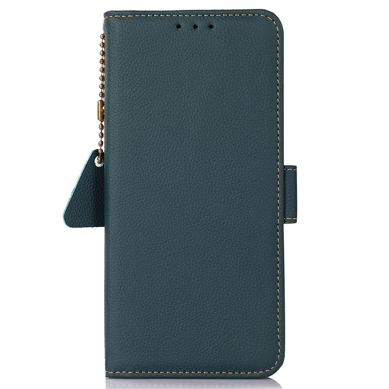 TJ for OnePlus Ace 2 5G / 11R 5G Wallet Phone Cover RFID Blocking Genuine Cow Leather Stand Protective Phone Case - Green
