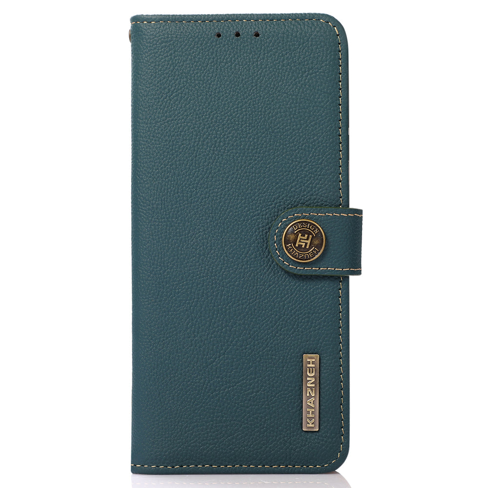 KHAZNEH For OnePlus Ace 2 5G / 11R 5G Wallet Phone Case RFID Blocking Genuine Cow Leather Cell Phone Stand Cover - Green