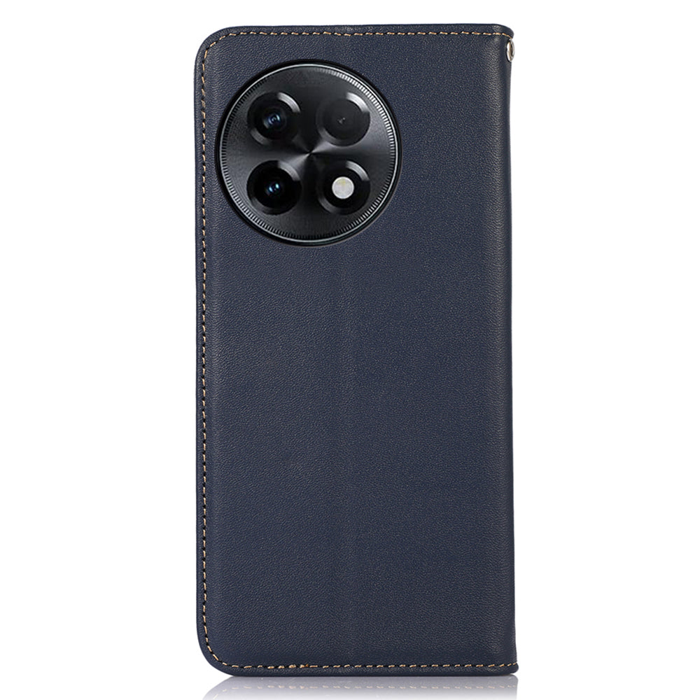 KHAZNEH for OnePlus Ace 2 5G / 11R 5G Phone Case Wallet Stand RFID Blocking Genuine Cowhide Leather Phone Cover - Blue