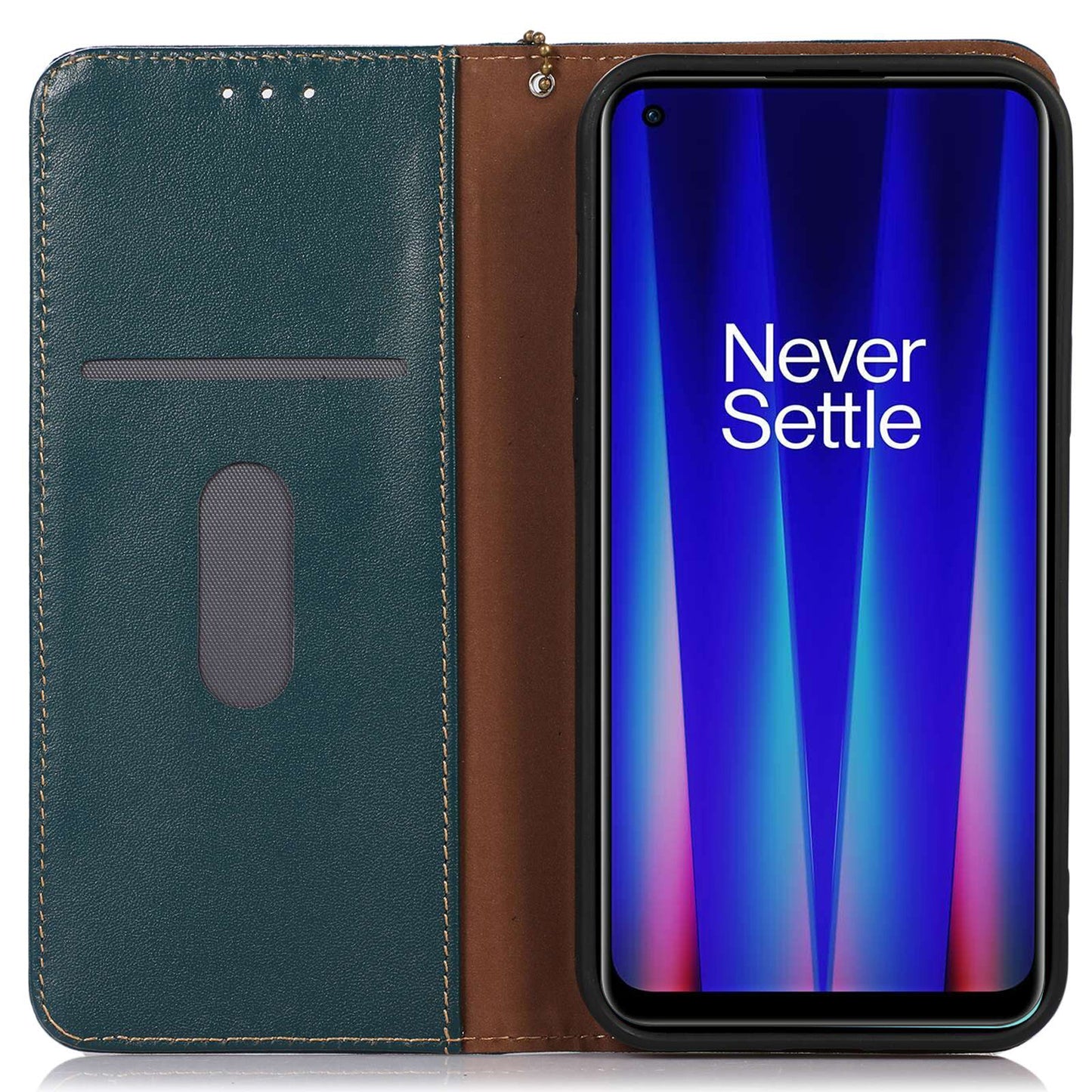KHAZNEH for OnePlus Ace 2 5G / 11R 5G Phone Case Wallet Stand RFID Blocking Genuine Cowhide Leather Phone Cover - Green