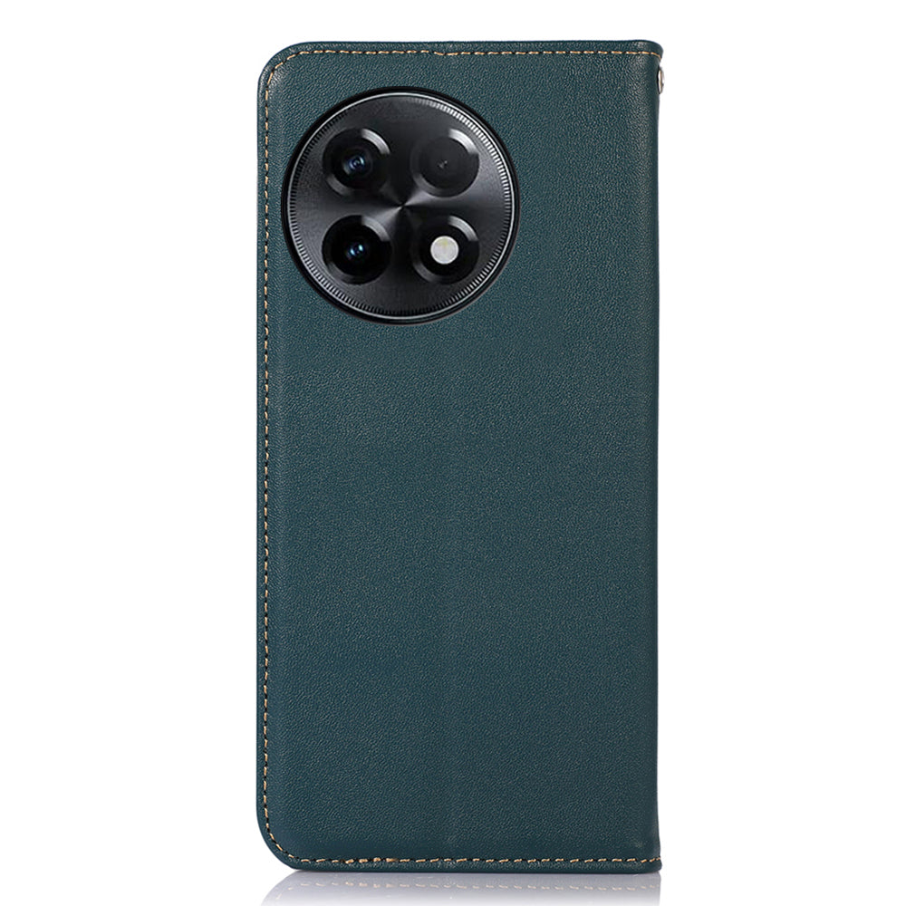 KHAZNEH for OnePlus Ace 2 5G / 11R 5G Phone Case Wallet Stand RFID Blocking Genuine Cowhide Leather Phone Cover - Green