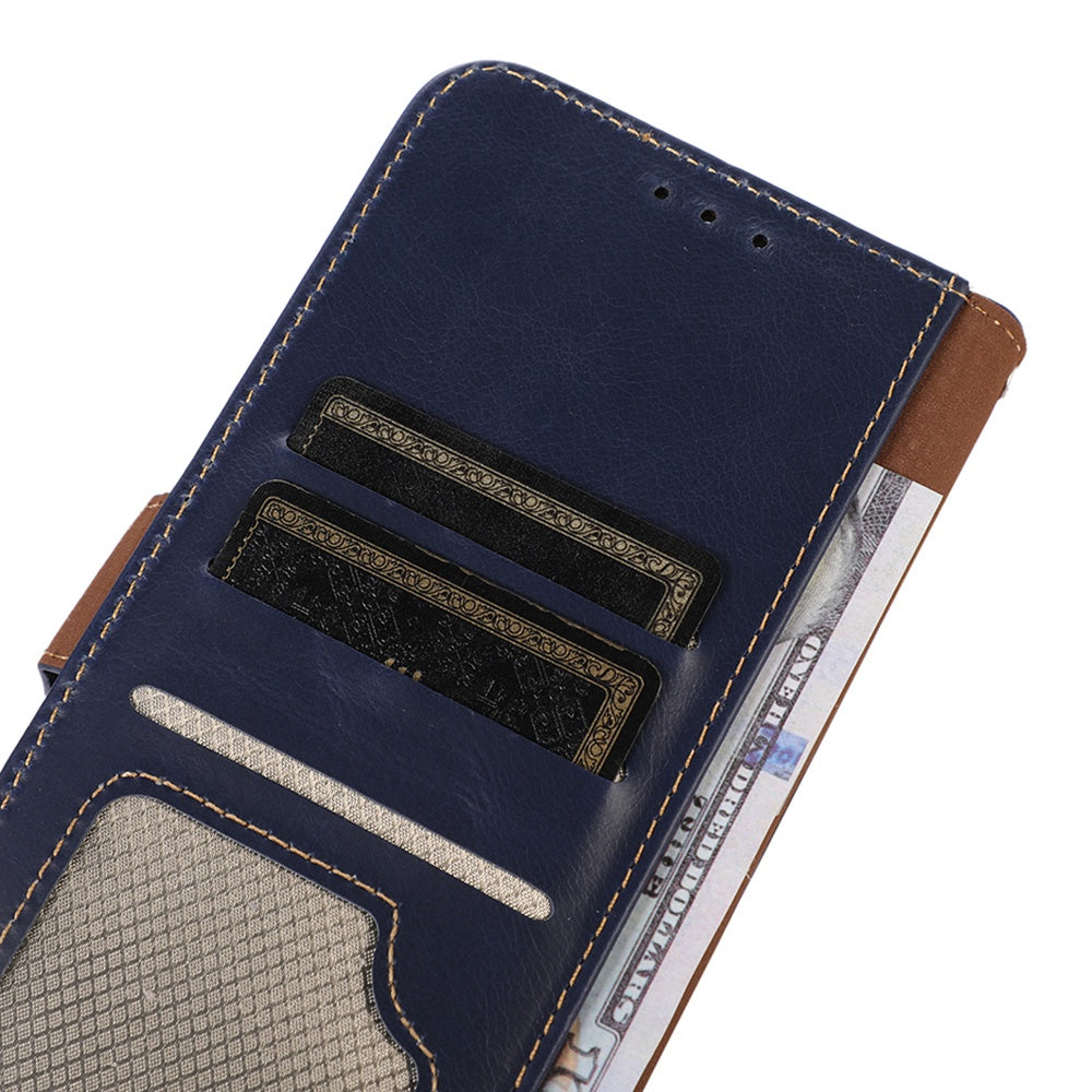 For OnePlus Ace 2 5G / 11R 5G RFID Blocking Phone Cover Stand Wallet Genuine Cowhide Leather Case - Blue