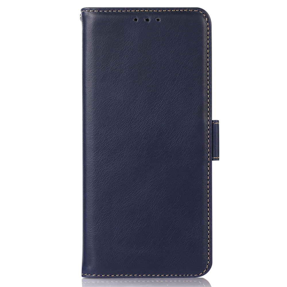 For OnePlus Ace 2 5G / 11R 5G RFID Blocking Phone Cover Stand Wallet Genuine Cowhide Leather Case - Blue