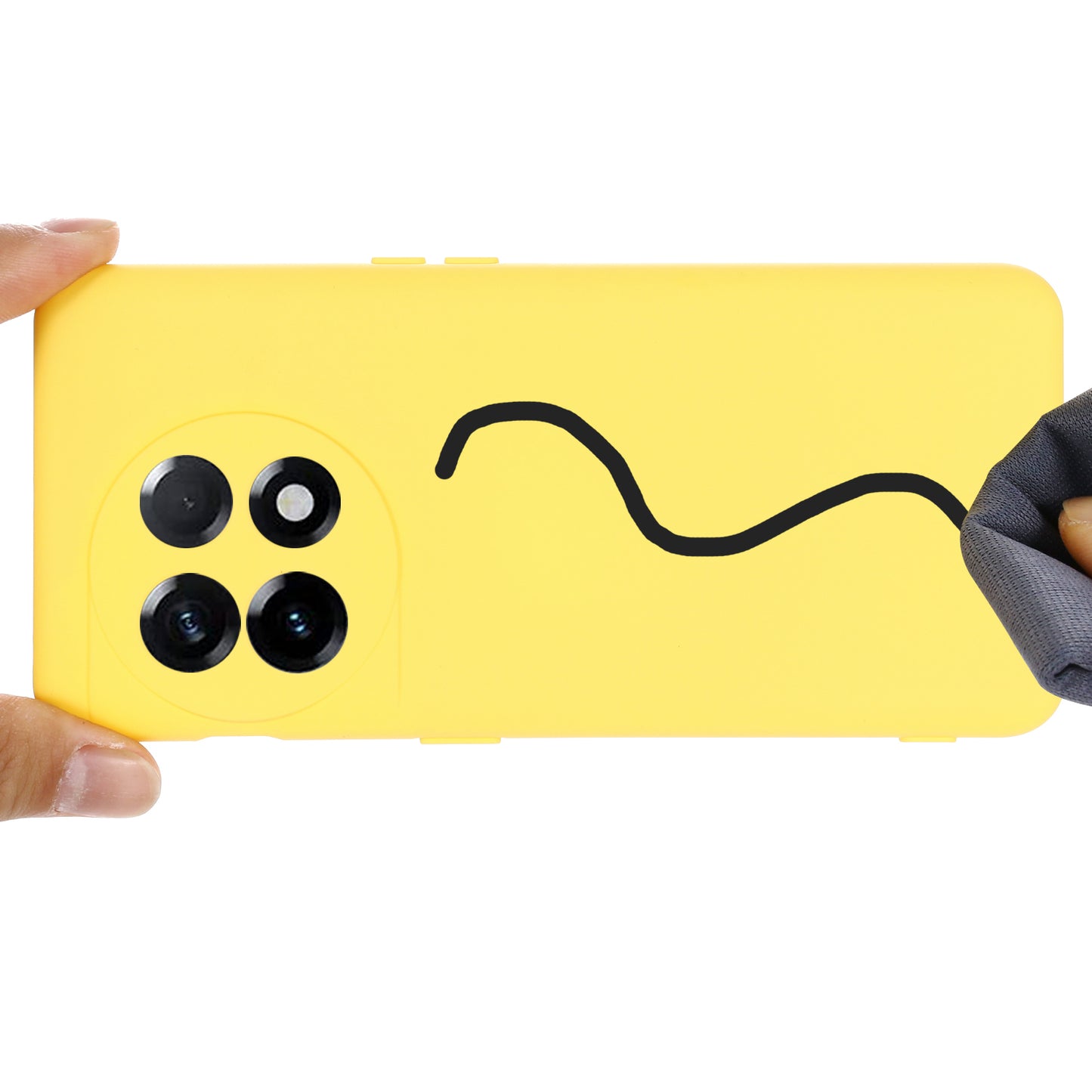 For OnePlus 11 5G Liquid Silicone Phone Case Camera Protection Anti-Scratch Cover - Yellow